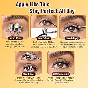 Sensitive Lash Cluster Glue, 72H Strong Hold Lash Bond and Seal, Latex-Free & Hypoallergenic, Long-Lasting Waterproof Cluster Lash Glue for Lash Clusters & Strips