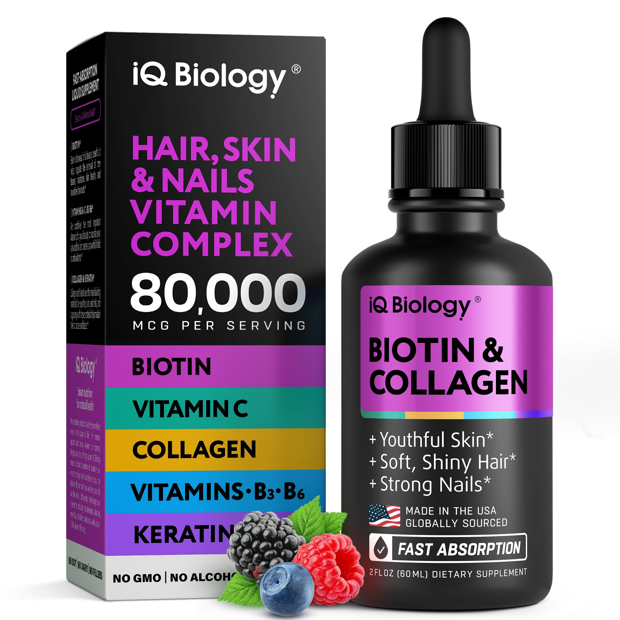 IQ Biology Liquid Biotin for Hair Growth