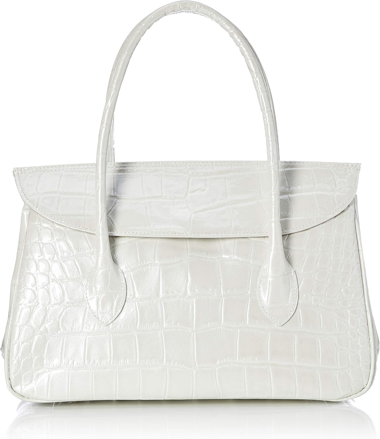 Amazon | [ビアンコ] 牛革エナメルクロコ型押し手提げバッグ 390056