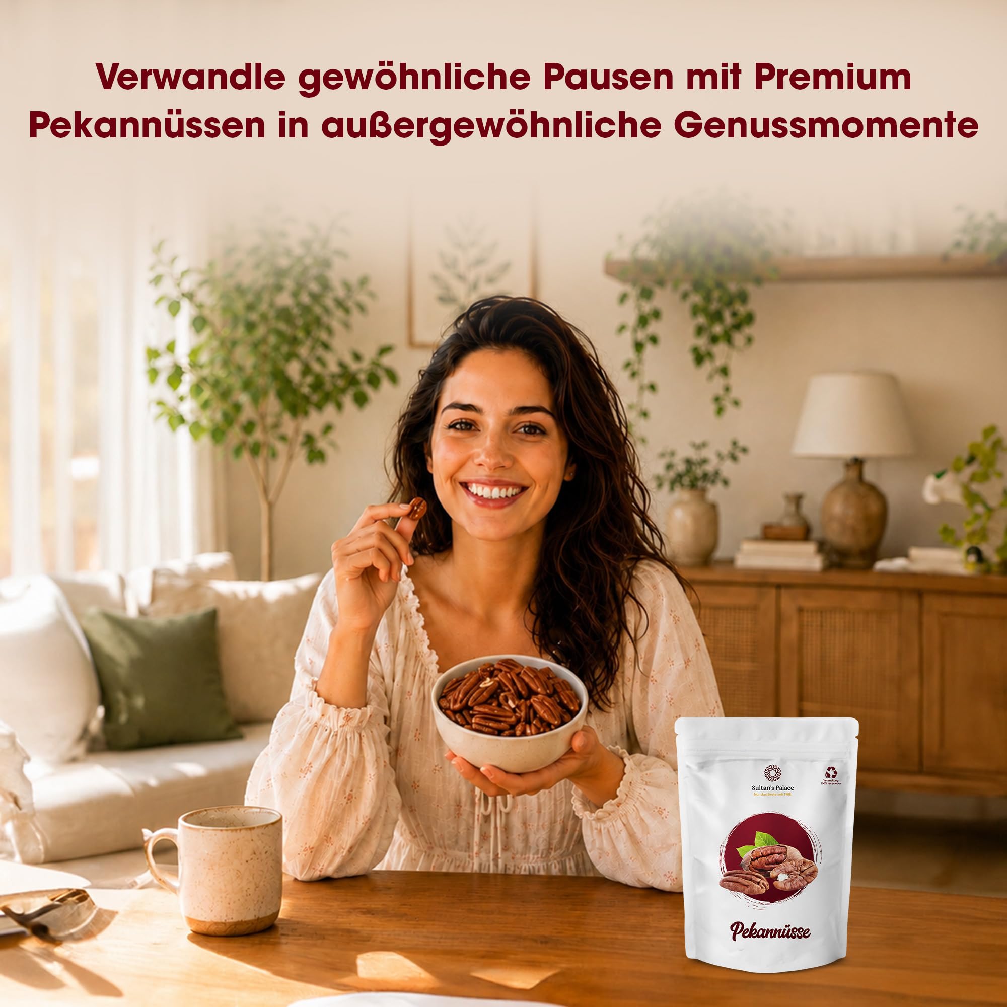 Sultan’s Palace Pekannüsse 1kg I Nüsse in Bester Premium Qualität – Reichhaltige Protein Snacks & Müsli Toppings I Naturbelassen, Unbehandelte Nüsse ohne Salz (Vegan, Glutenfrei)