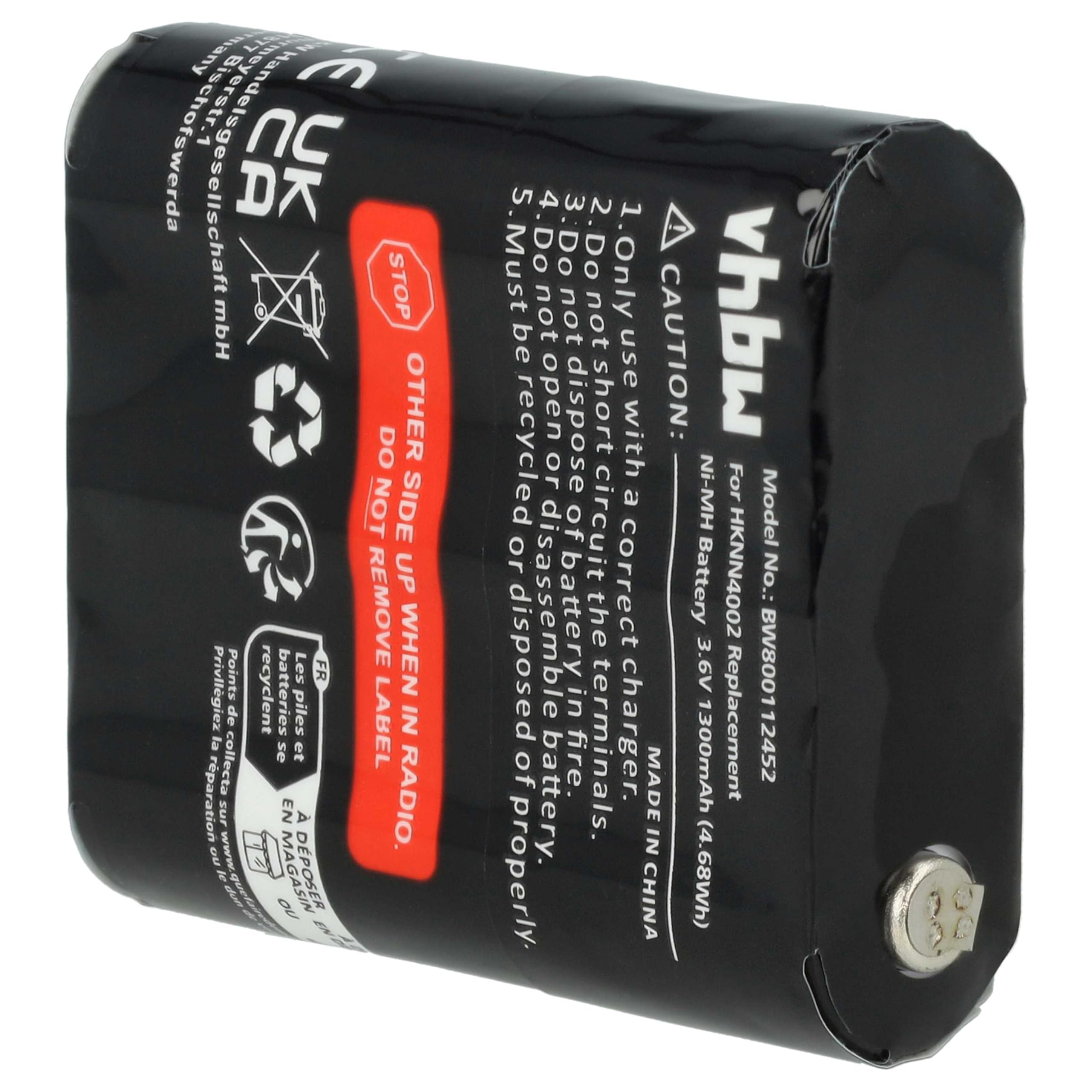 vhbw bateria NiMH 1300mAh 3,6V do Motorola Talkabout T5412 T5422 T5532 T5622 T62 radio