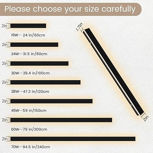 Miniatura 2 de Paquete de 2 lámparas de pared largas modernas para exteriores de 59 pulgadas para casa, lámpara de pared LED larga para exteriores, aplique de