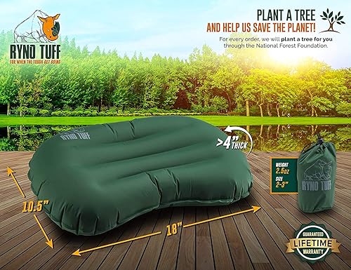 Miniatura 2 de Almohada inflable para acampar al aire libre con tela de punto para soporte lumbar del cuello, almohada inflable aislada de viaje para camping