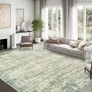 zesthome 6x9 Rugs for Living Room – Abstract Washable Rug, Ultra-Thin 6x9 Area Rugs, Stain Resistant Rugs for Bedroom, Large Home Decor Rug, Modern Area Rug (Green, 6'x9')
