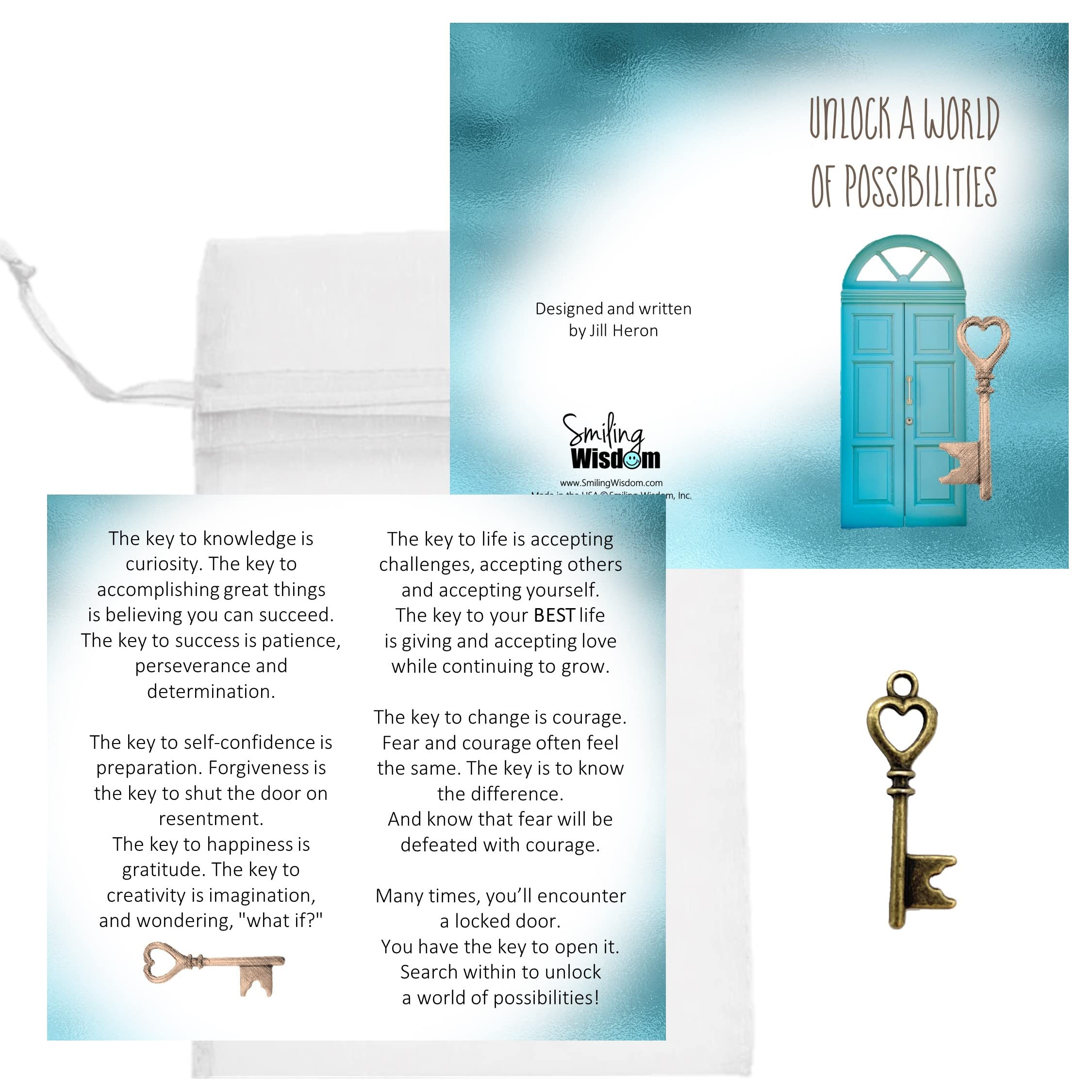 Smiling Wisdom | 30 Bulk Gifts | Unlock a World of Possibilities | Inspirational 3.5x2in Cards | Employees Staff Student Appreciation Gifts | 90pcs |