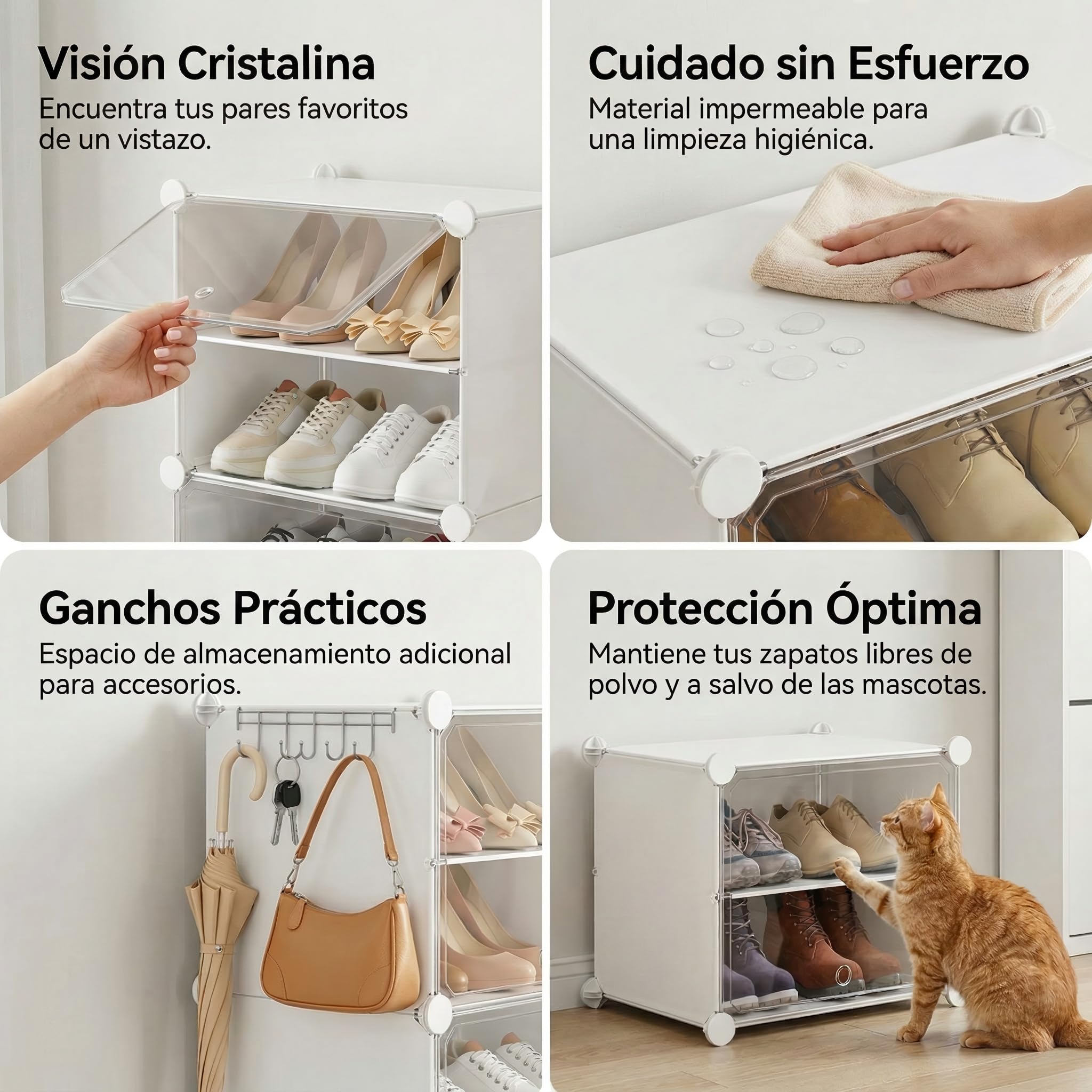 Zapatero con 21 Compartimentos, Zapatero Alto y Estrecho, Zapatero Blanco, Armario Alto Cerrado para Armario, Pasillo, Dormitorio, Entrada, DIY Personalizable