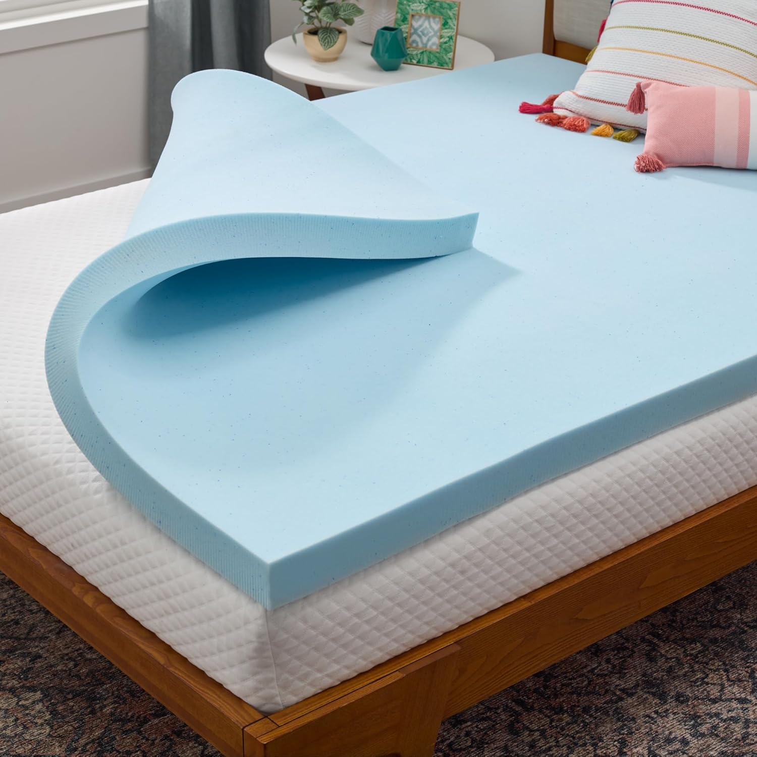 LINENSPA Memory Foam Mattress Topper - 3 Inch Gel Infused Memory Foam - Plush Feel - Cooling