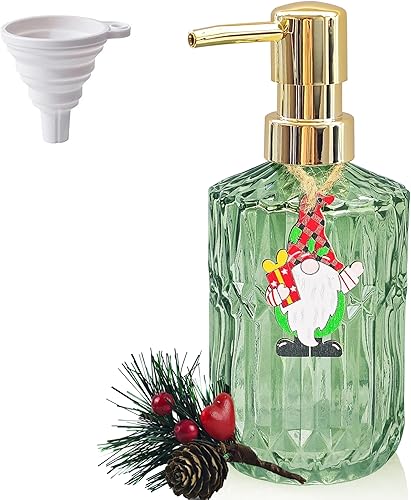 Dispensador de jabón de vidrio transparente con bomba a prueba de óxido, dispensador de loción líquida recargable para manos, para cocina, encimera