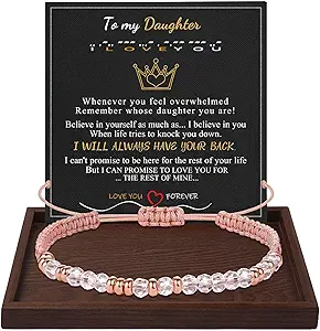 Btysun Morse Code Bracelets for Women Christmas Gift Stocking Stuffers for Teens Pink Braided Bracelets Inspirational Best Friend Birthday Gifts for Her High School Graduation Gifts for Her 2025 Mom Bracelet Jewelry