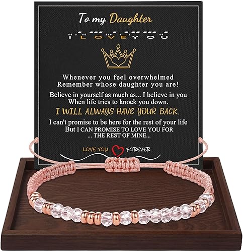Btysun Morse Code Bracelets for Women Christmas Gift Stocking Stuffers for Teens Pink Braided Bracelets Inspirational Best Friend Birthday Gifts for Her High School Graduation Gifts for Her 2025 Mom Bracelet Jewelry