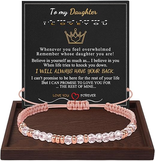 Btysun Morse Code Bracelets for Women Christmas Gift Stocking Stuffers for Teens Pink Braided Bracelets Inspirational Best Friend Birthday Gifts for Her High School Graduation Gifts for Her 2025 Mom Bracelet Jewelry