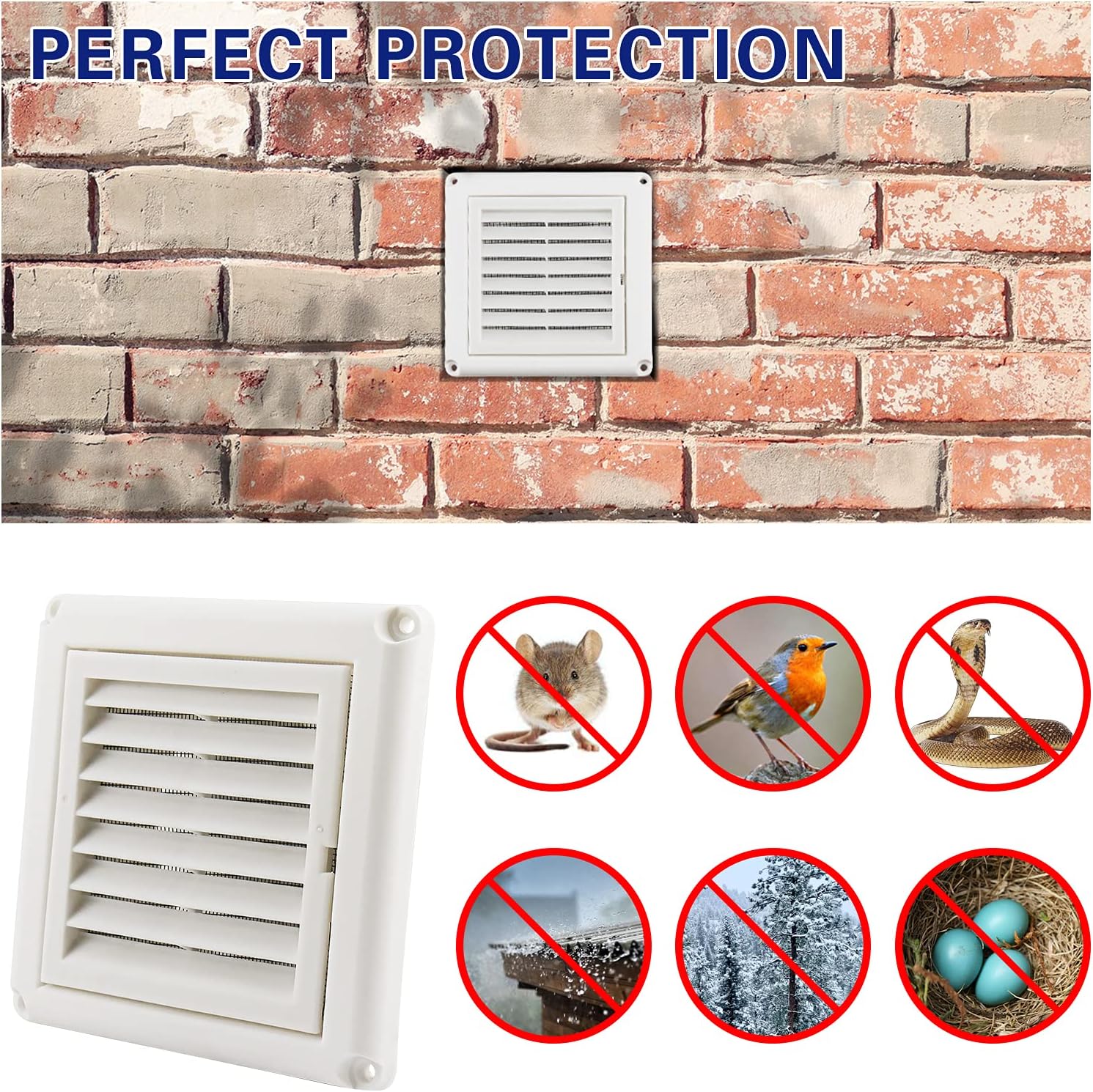 Improvedhand 4" Louvered Vent Cover Keeps Out Birds Nesting for Outside Dryer Exhaust Air Vent Cover(White) : Appliances