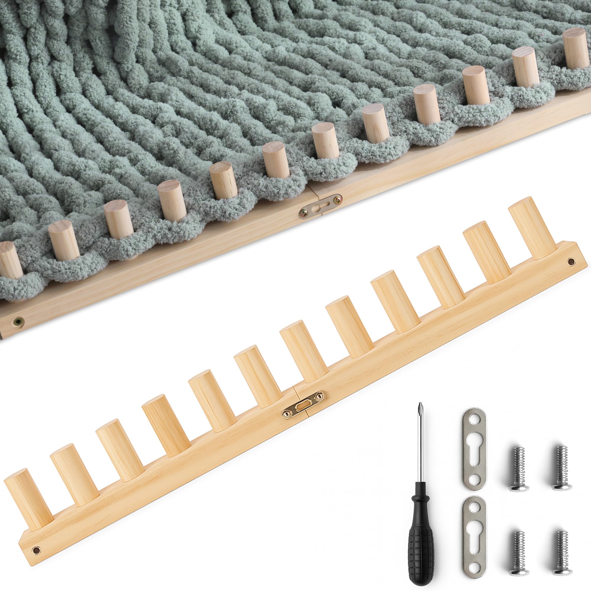 mellobello Métier à tisser à tricoter pour couvertures épaisses et épaisses - Taille réglable - Pour débutants - 60 cm