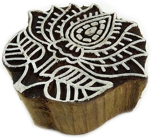 Miniatura 2 de Lotus Bloque de madera indio de bloques de madera tallada a mano Sellos Bloque textil Blockprint