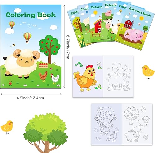 Miniatura 3 de 12 libros para colorear de animales de granja, mini libros para colorear a granel para niños, juego de libros de actividades de dibujo artístico