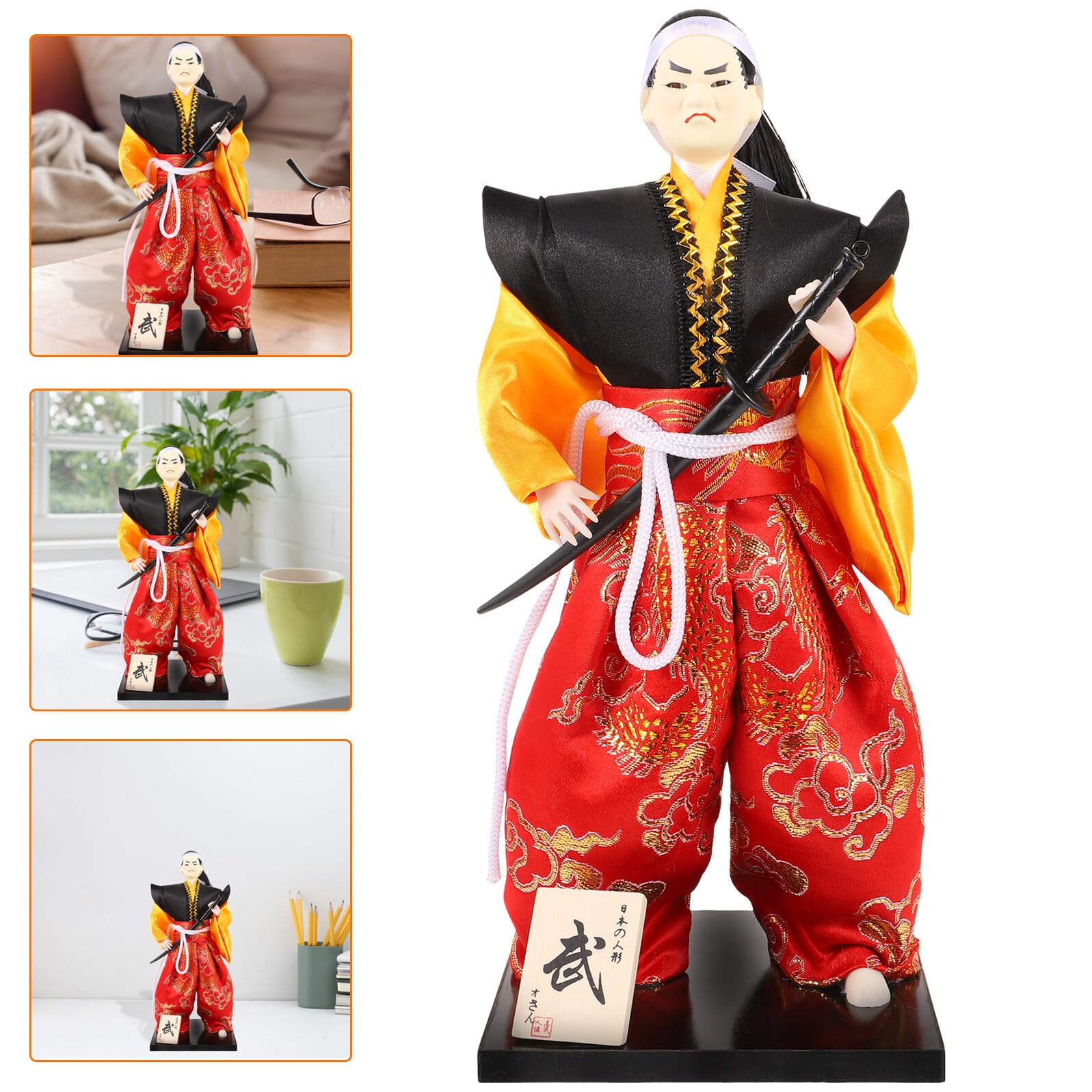 Muñeca Samurái Japonesa Tradicional Figura de Adorno de Escritorio Decoración de Hogar Samurái Obsequio de Inauguración de Casa