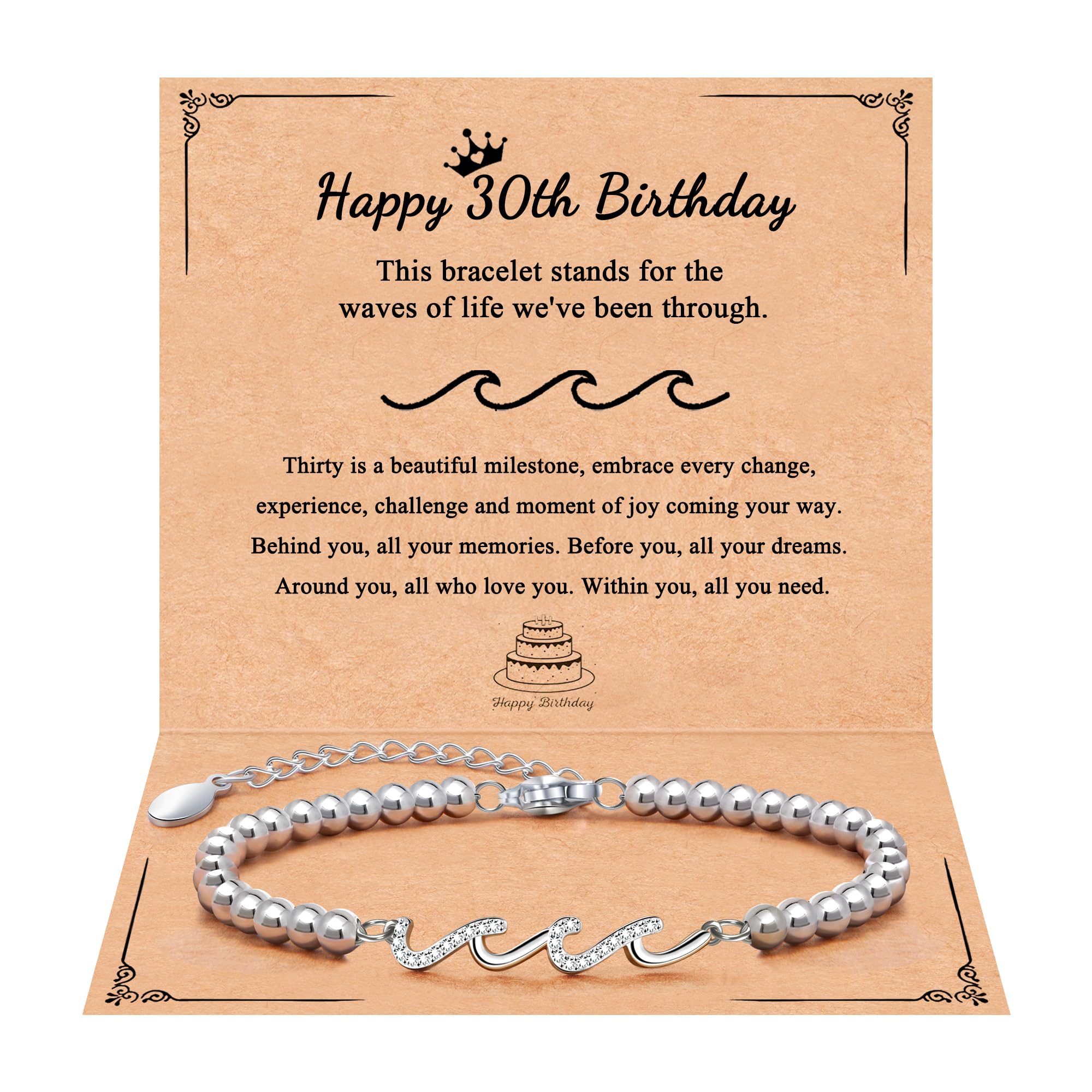 QWNHONEY Waves of Life Bracelet Inspirational Birthday Gifts for Bestie Sister 16th 18th 21st 30th 40th 50th 60th Birthday Gifts for Women