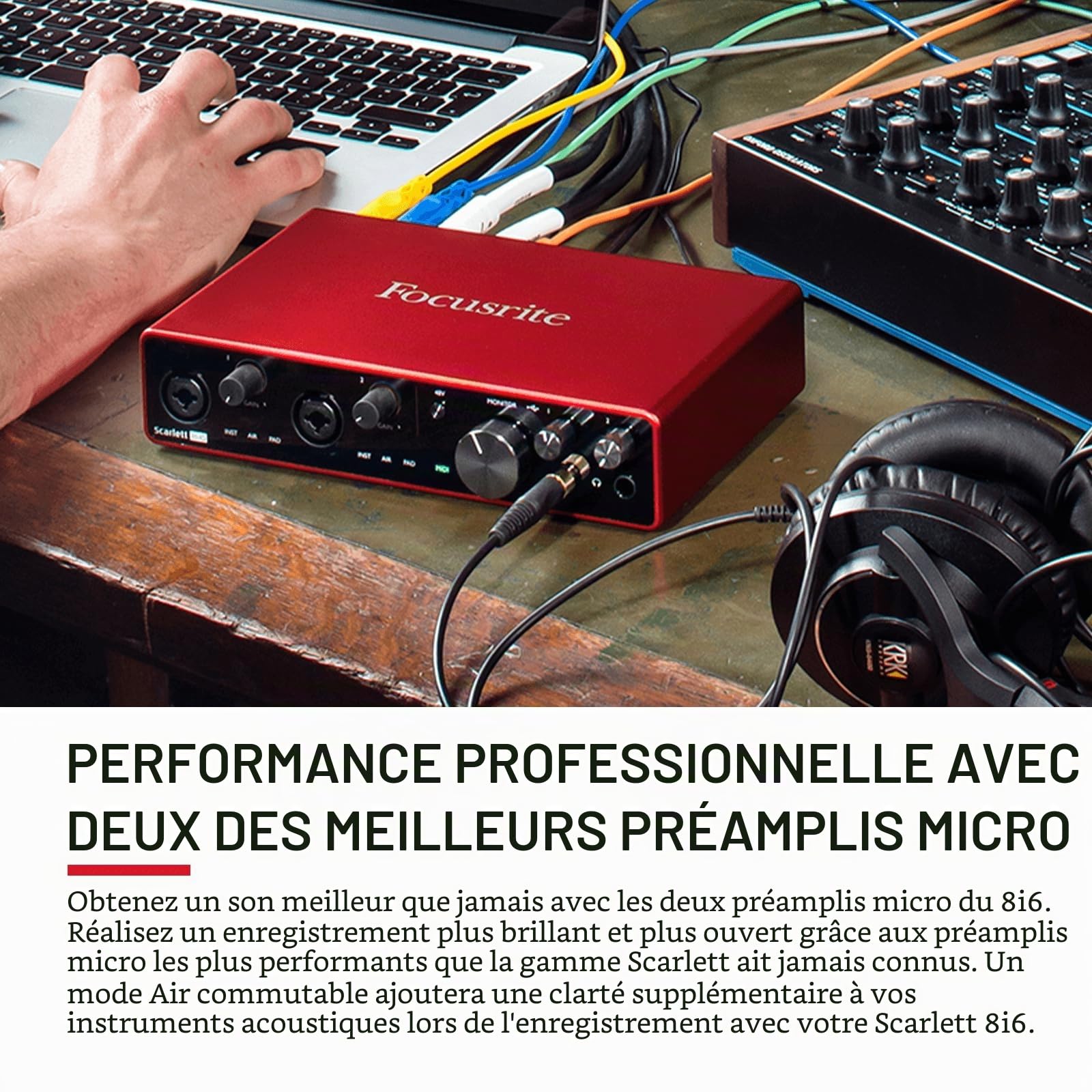Interface Audio USB Focusrite Scarlett 8i6 3rd Gen Pour L'enregistrement, La Composition Et Le Streaming â€” Des Enregistrements Haute Fidélité, De Qualité Studio, Avec Un Son Transparent