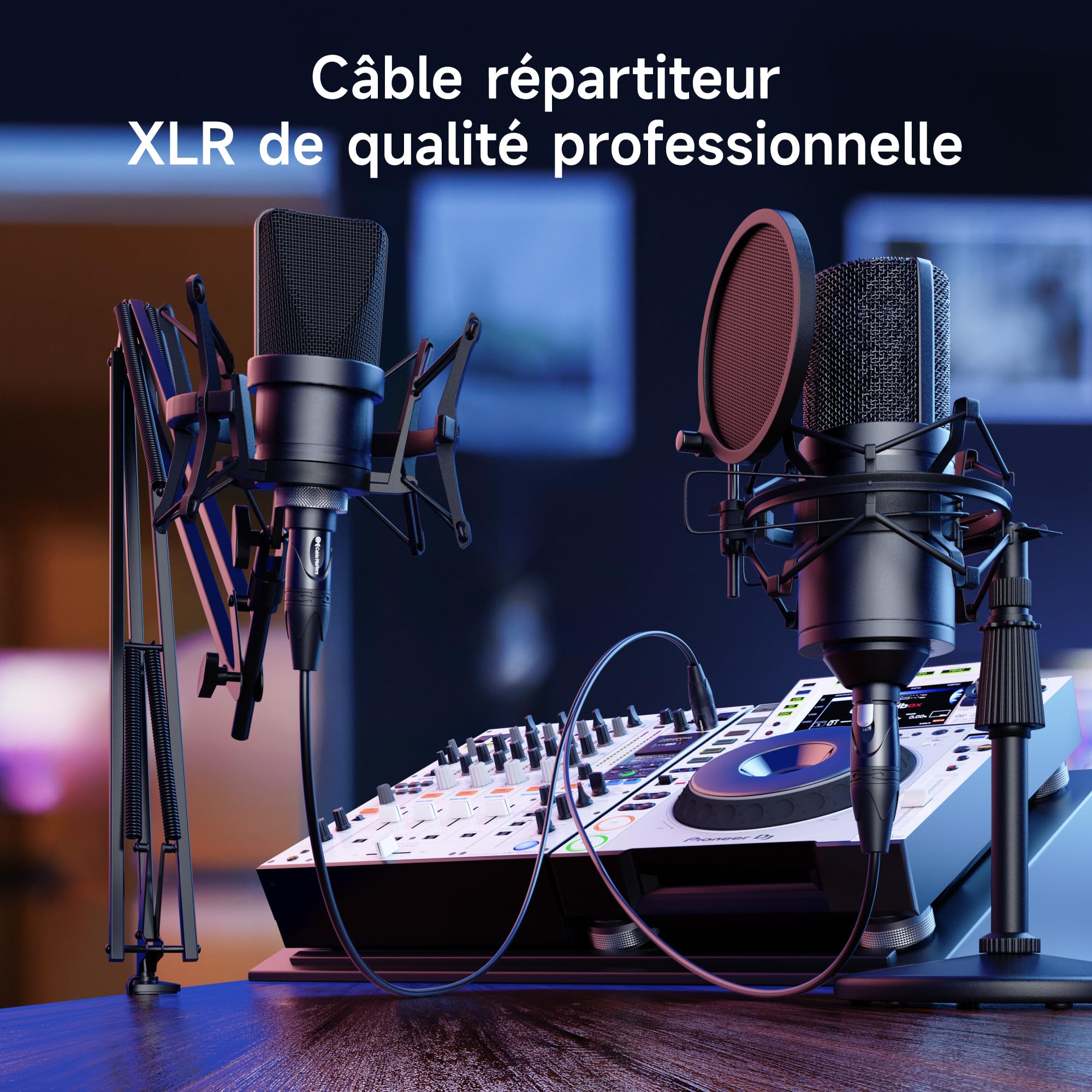 Cable Matters Câble Répartiteur XLR Symétrique, Câble en Y XLR Mâle, 1m | Câble XLR en Y, répartiteur de microphone 1 mâle vers 2 prises femelles, répartiteur de microphone