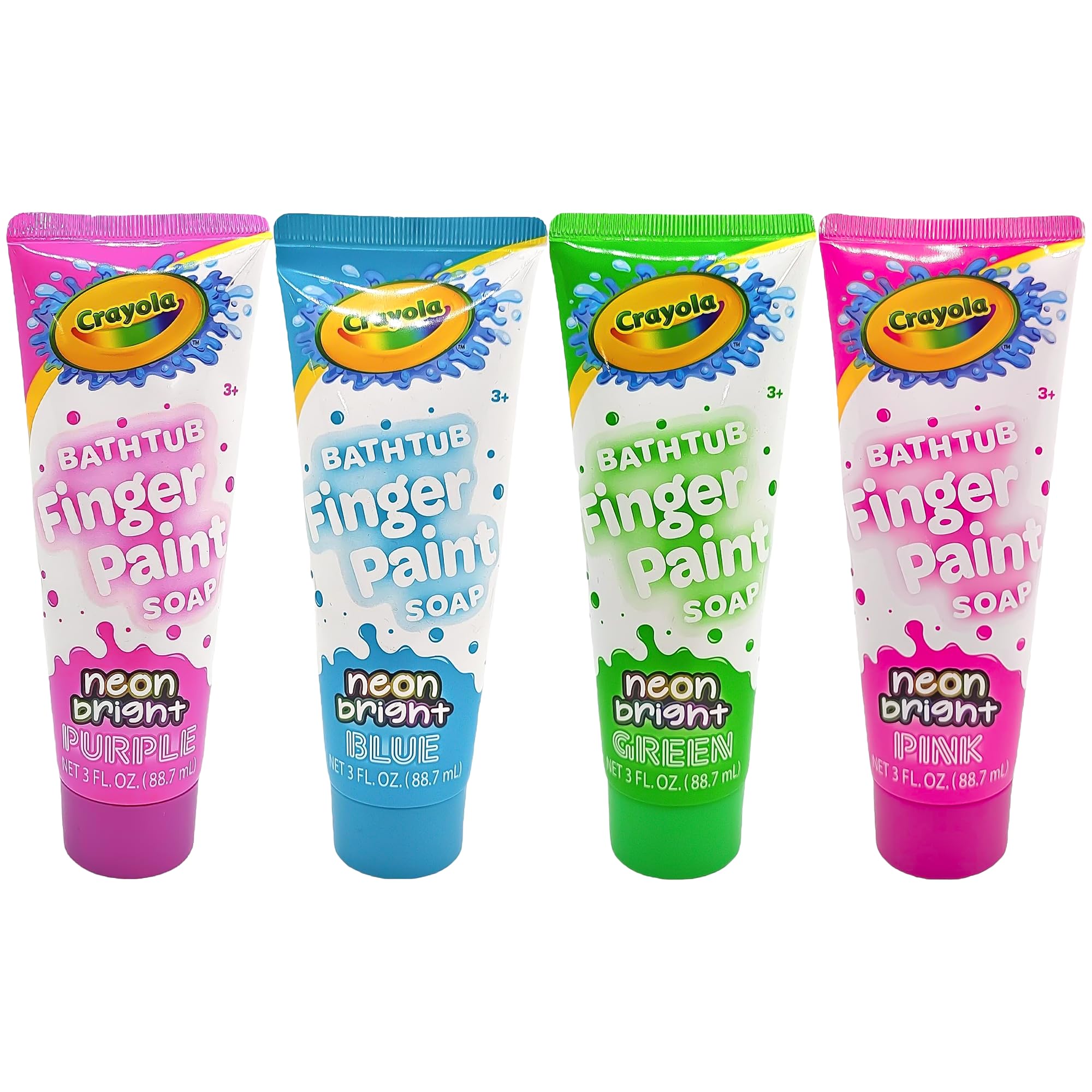 Condition photo showing New/Like New for case of 45 bathtub neon finger paint soap (blue, purple, pink, green) crayola washable bath paint soap tubes, 3 fl oz each