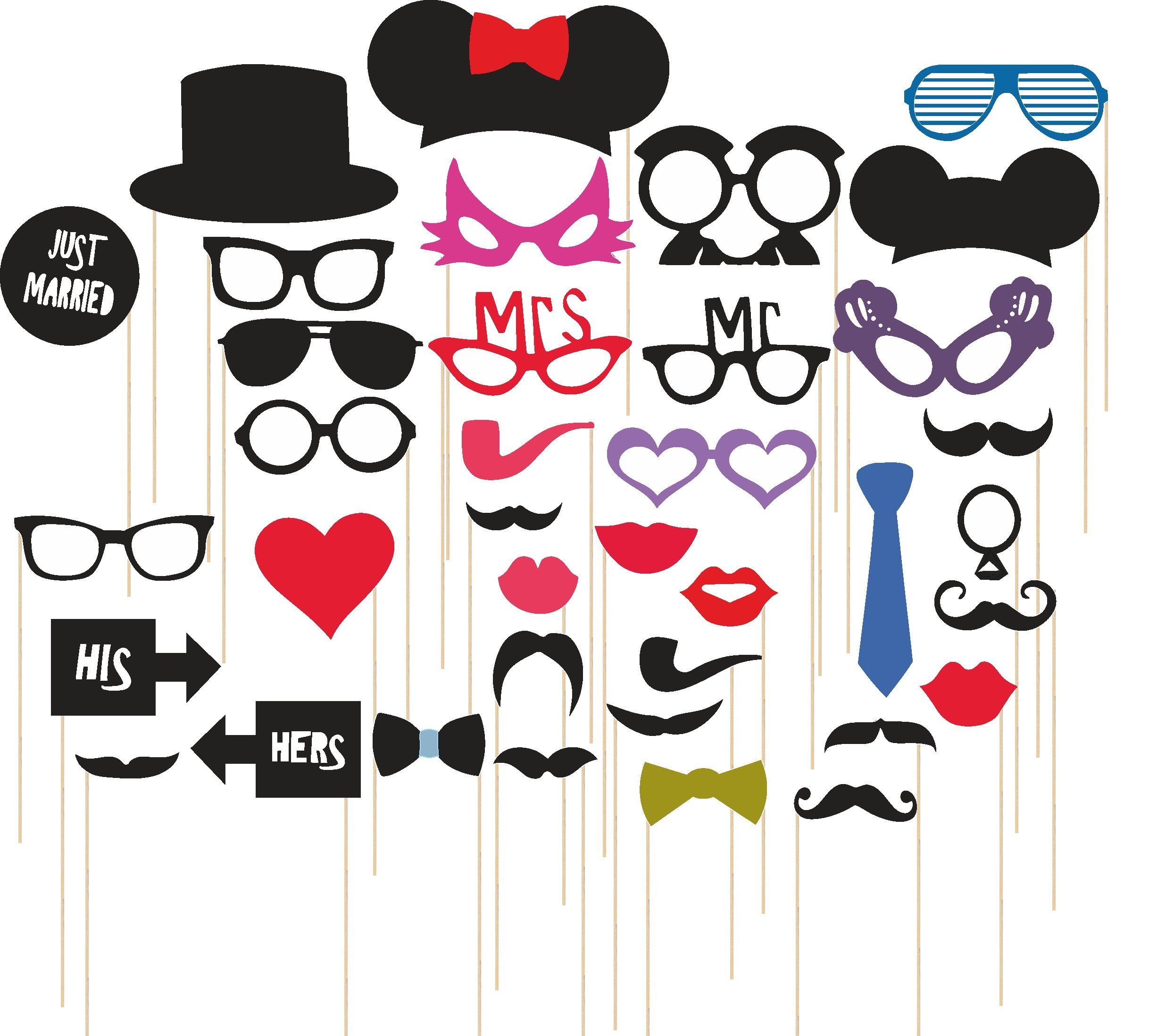 Syga Photo Booth Party Props Craft Item (36 Pieces), Multicolour