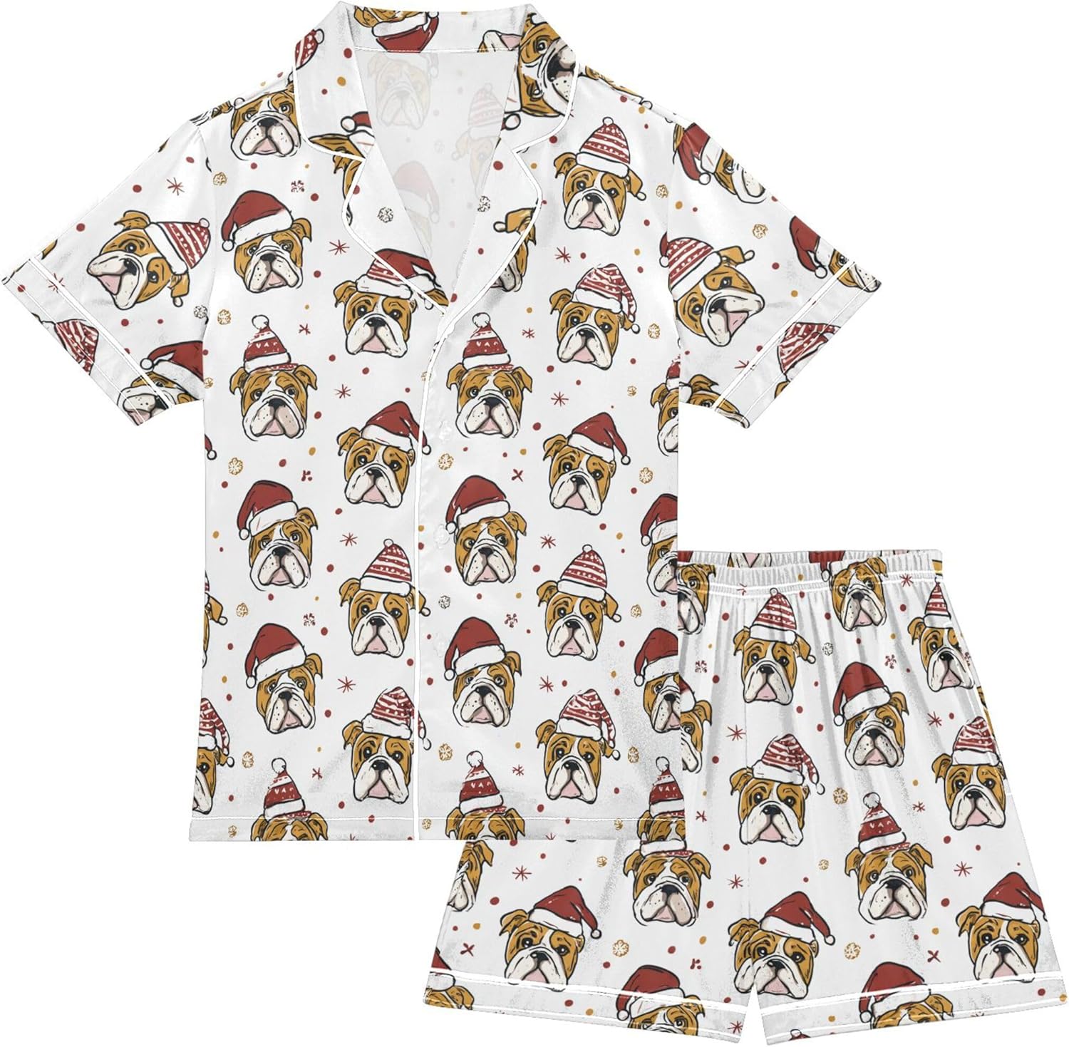 Silk Pajama Sets Short Sleeve Pajamas Soft Sleepwear 2 Piece Pjs Set