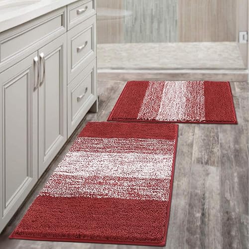 Miniatura 9 de Vaukki Juego de alfombras de baño de 3 piezas, antideslizante, de microfibra peluda, absorbente, lavable, tapete de pasillo para bañera (18 x 26