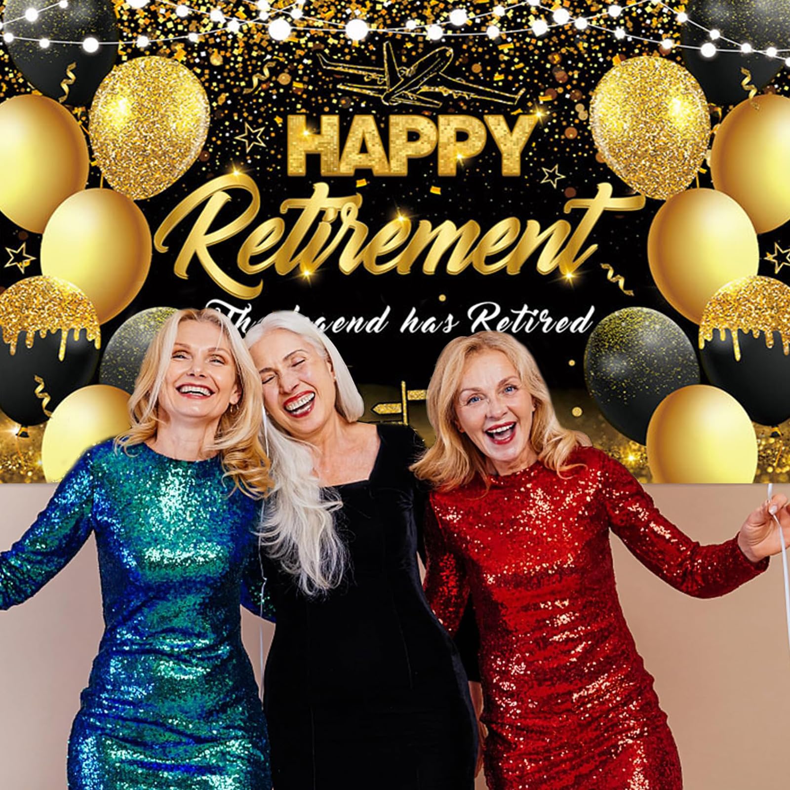 Striscione Pensionamento 180x110 Cm | Nero E Oro | Per Feste Addio - Foto 10