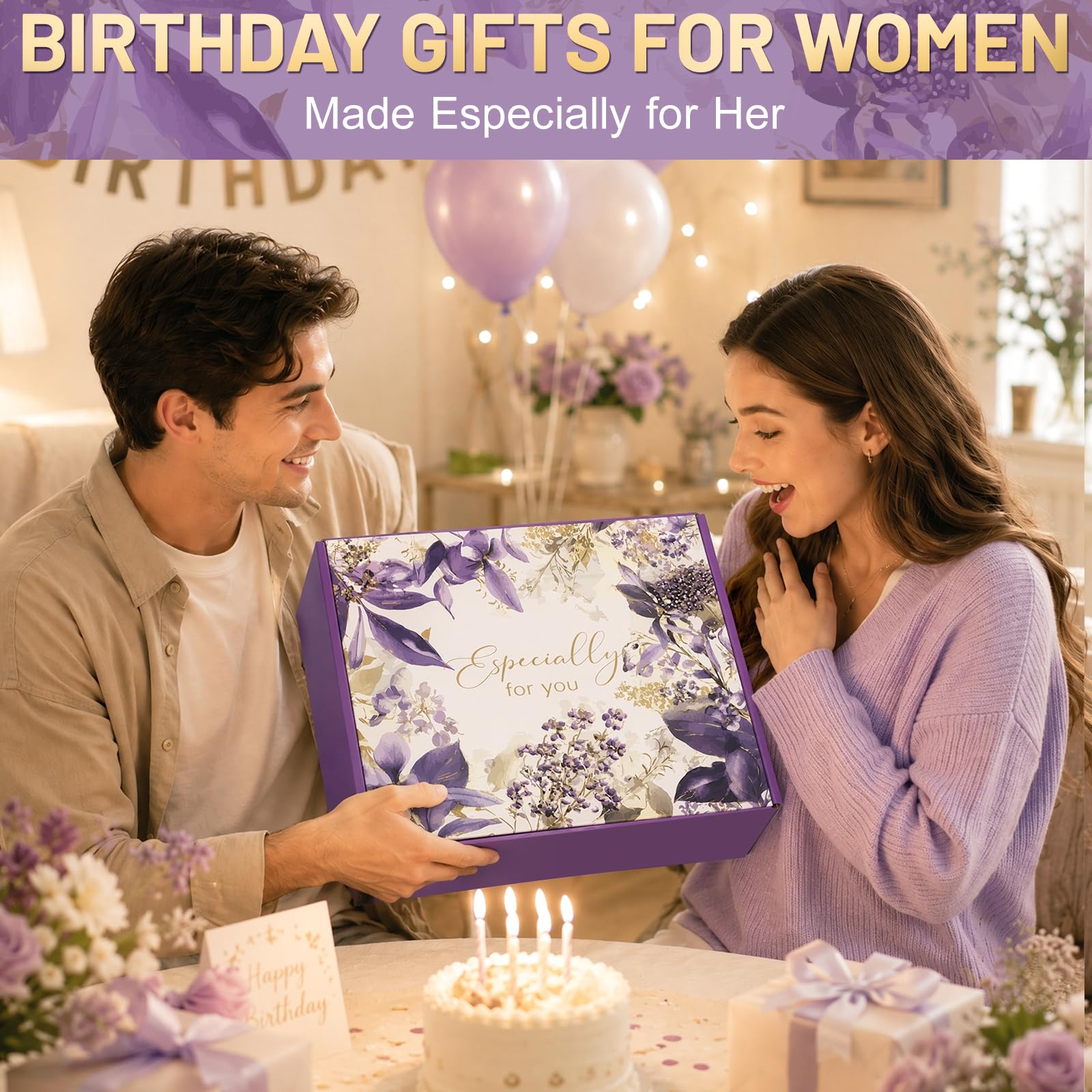 Regalo di compleanno per donna, cesto regalo di lusso per mamma, moglie, lei, regalo "Thinking of You", "Get Well Soon Care" da donna, confezione regalo per amica, sorella