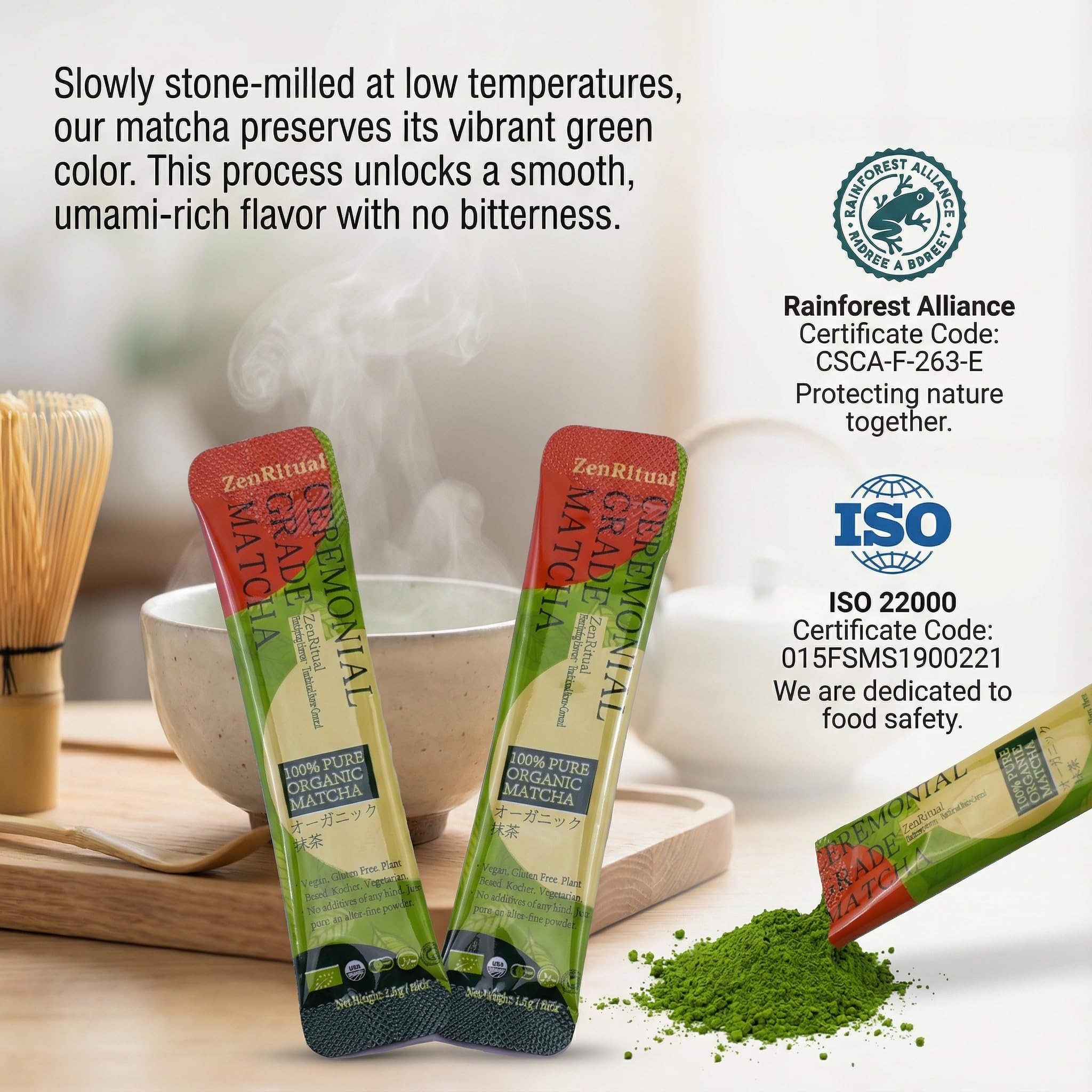 ZenRitual USDA Organic Ceremonial Matcha Green Tea Powder - 20 Single Serve Sticks - Sugar Free 100 Pure — view 7