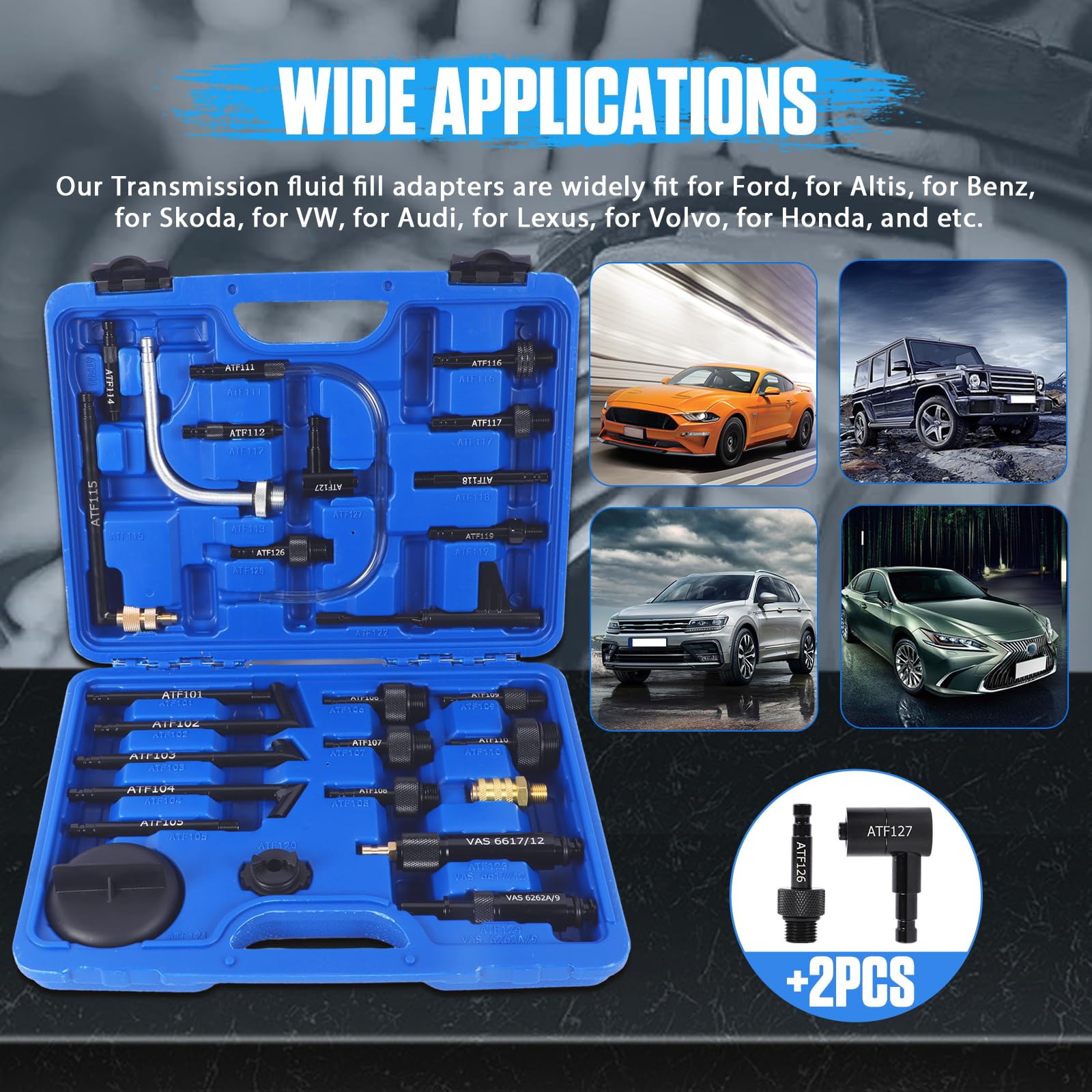 27 Pezzi Adattatore Riempimento Cambio Automatico, PARAOUTIL ATF Adattatore Riempimento, Adattatore del Fluido di Trasmissione Automatica Compatibile con Ford, con BMW, con VW, con Audi ecc.