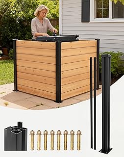 45 in Heavy Duty Aluminium Fence Post, No Dig Metal Post for Outdoor Privacy Fence Panels, Compatible with Wood Slats and Composite Boards for Patio, Backyard & Garden