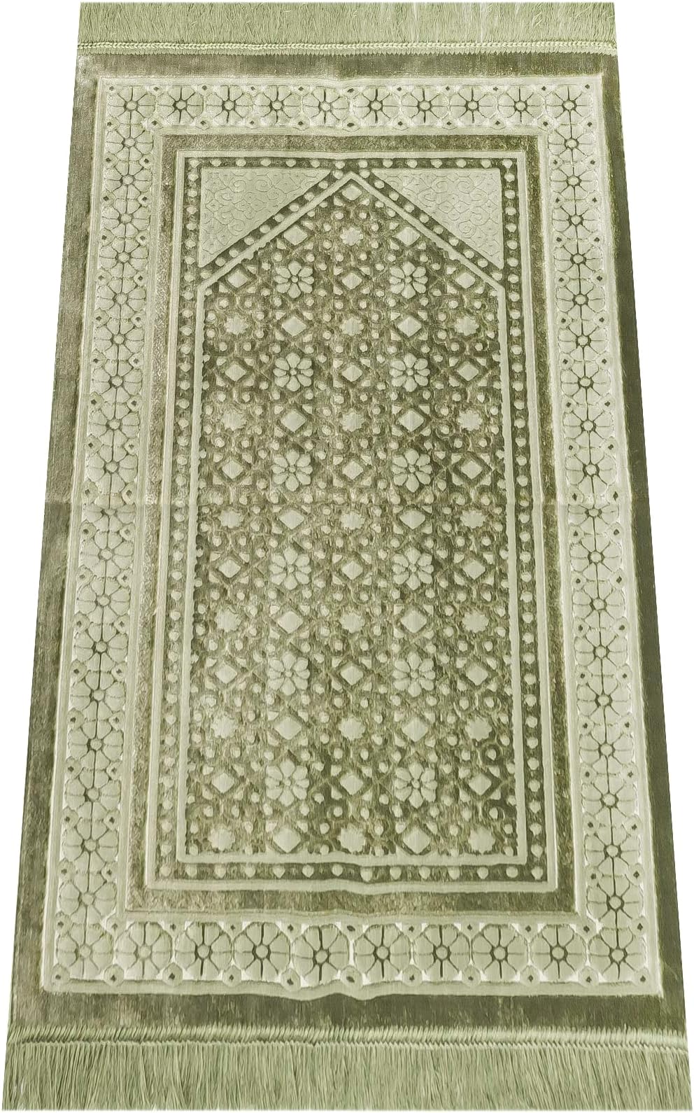 ihvan online, Soft Plush Lux Velvet Muslim Prayer Rug | Thick Janamaz | Sajadah | Soft Islamic Prayer Rug | Islamic Gifts | Prayer Carpet Mat, Elegant, Color: Green