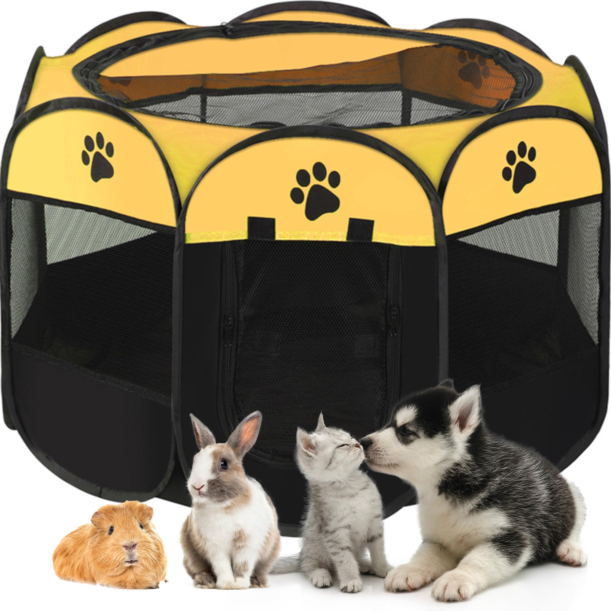 Parc de jeu pliable pop-up en maille ultra légère pour animaux de compagnie