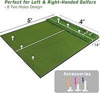 Vista 7 de Dual-Turf 45/50MM Tapete de Golpe de Golf, Bandeja de Bolas Integrada, Ayuda de Alineación, Tapete de Golf para Práctica al Aire Libre