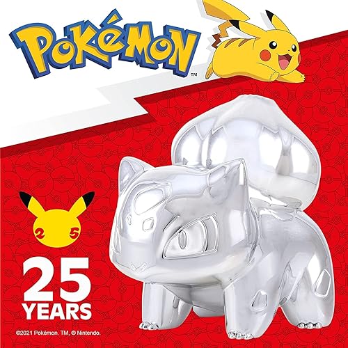 Miniatura 6 de Jazwares Pokémon 25th Celebration - Figura de Bulbasaur plateada de 3 pulgadas, juguete imprescindible para los fanáticos de Pokémon, producto