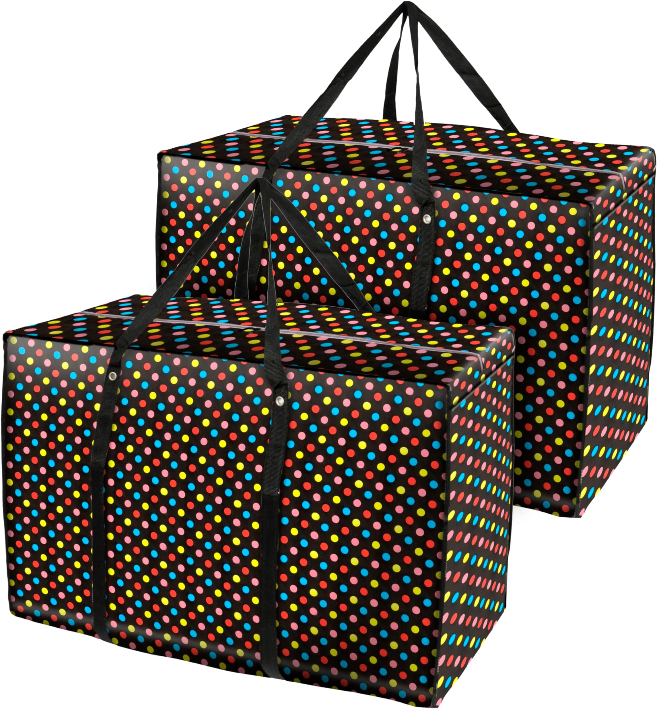 Storite 2 Pack Multi-Purpose Plastic Heavy Duty 145 L Moisture Proof Jumbo Size Underbed Storage Bag/Toys/Stationery Paper/Clothes Storage Bag/Moving Bags with Strong Handle (88x59x28cm,Multicolor)