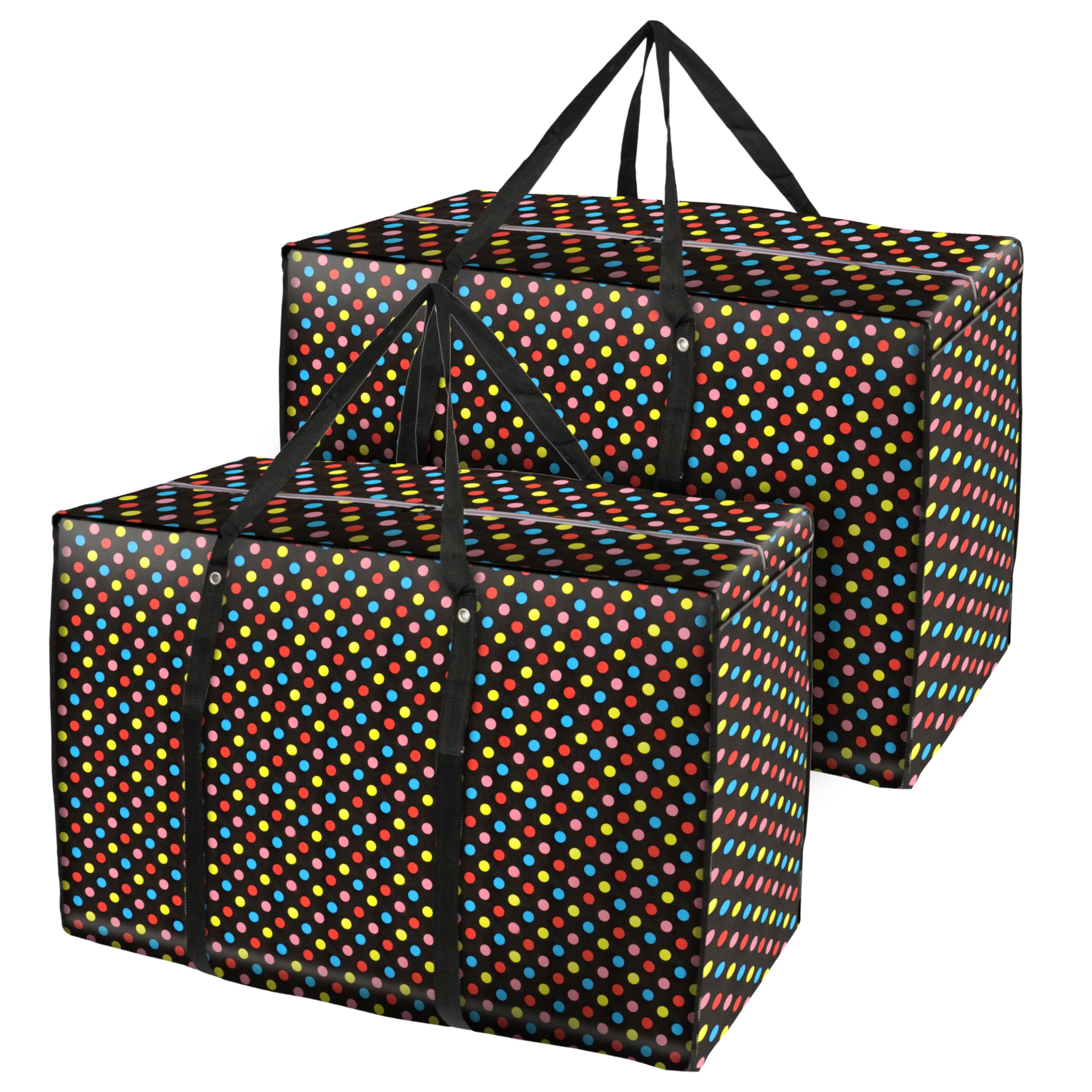 Storite 2 Pack Multi-Purpose Plastic Heavy Duty 145 L Moisture Proof Jumbo Size Underbed Storage Bag/Toys/Stationery Paper/Clothes Storage Bag/Moving Bags with Strong Handle (88x59x28cm,Multicolor)