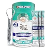 Travel Sachets Coconut Oil Pulling, Fresh Breath Mouthwash, 7 Essential Oils & Vitamins for Happy Teeth & Gums, 28 Sachets