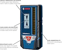 Vista 2 de BOSCH LR8 Receptor láser de línea de haz rojo y verde de 165 pies, incluye soporte de montaje, 2 pilas AA y bolsa para cinturón