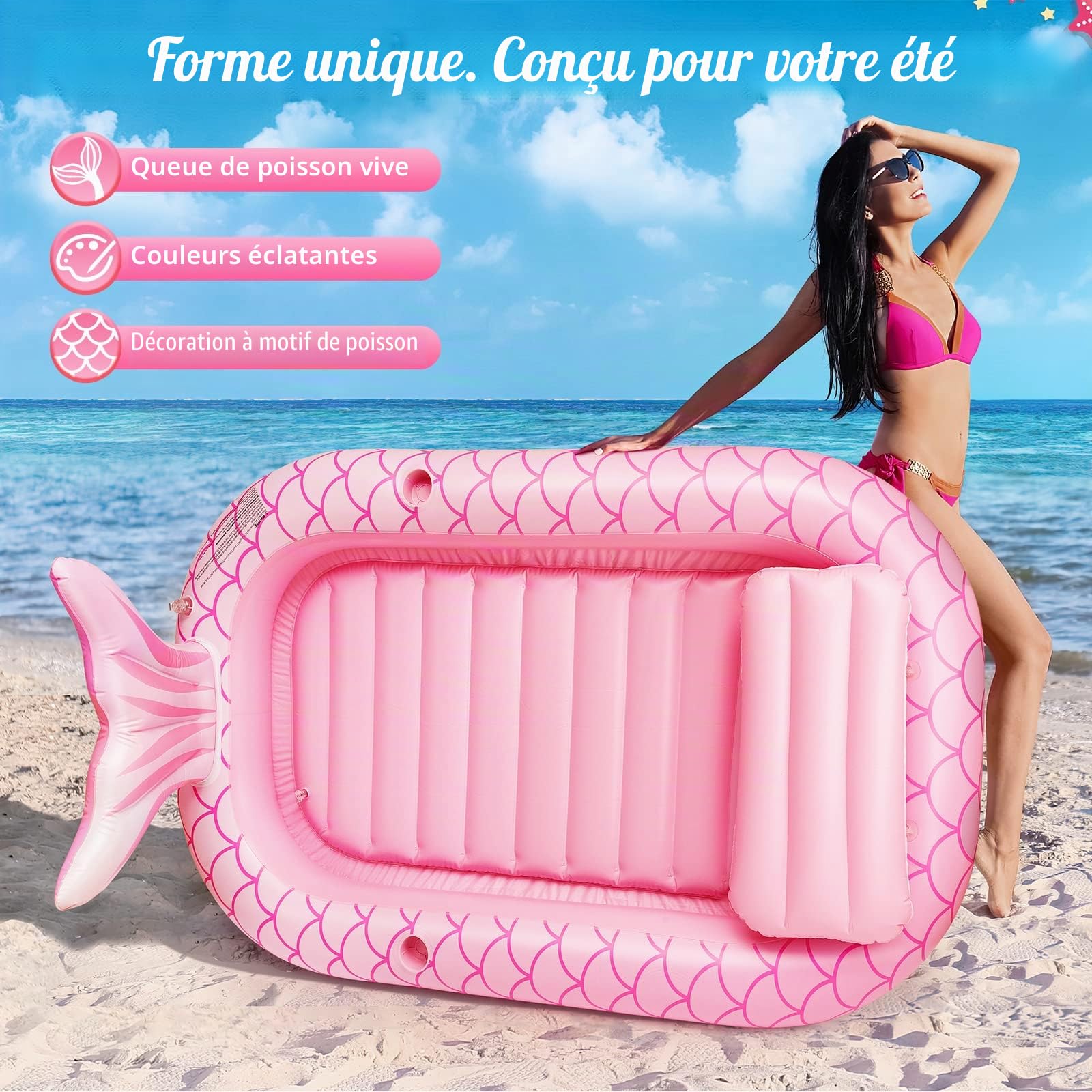 HeySplash Matelas Gonflable Piscine en PVC, Flotteur Gonflable Piscine en Baleine, Bouée Piscine d'eau avec Porte-gobelet, Matelas Flottant de Piscine Hamac d'eau Gonflable pour Adultes Enfants