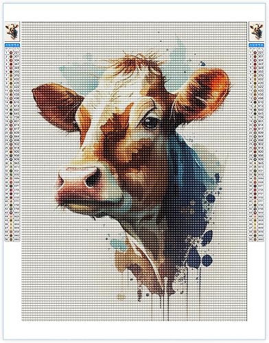 Kits de pintura de diamantes 5D para adultos principiantes, pintura de acuarela de vaca amarilla, arte de diamantes, pintura con diamantes de