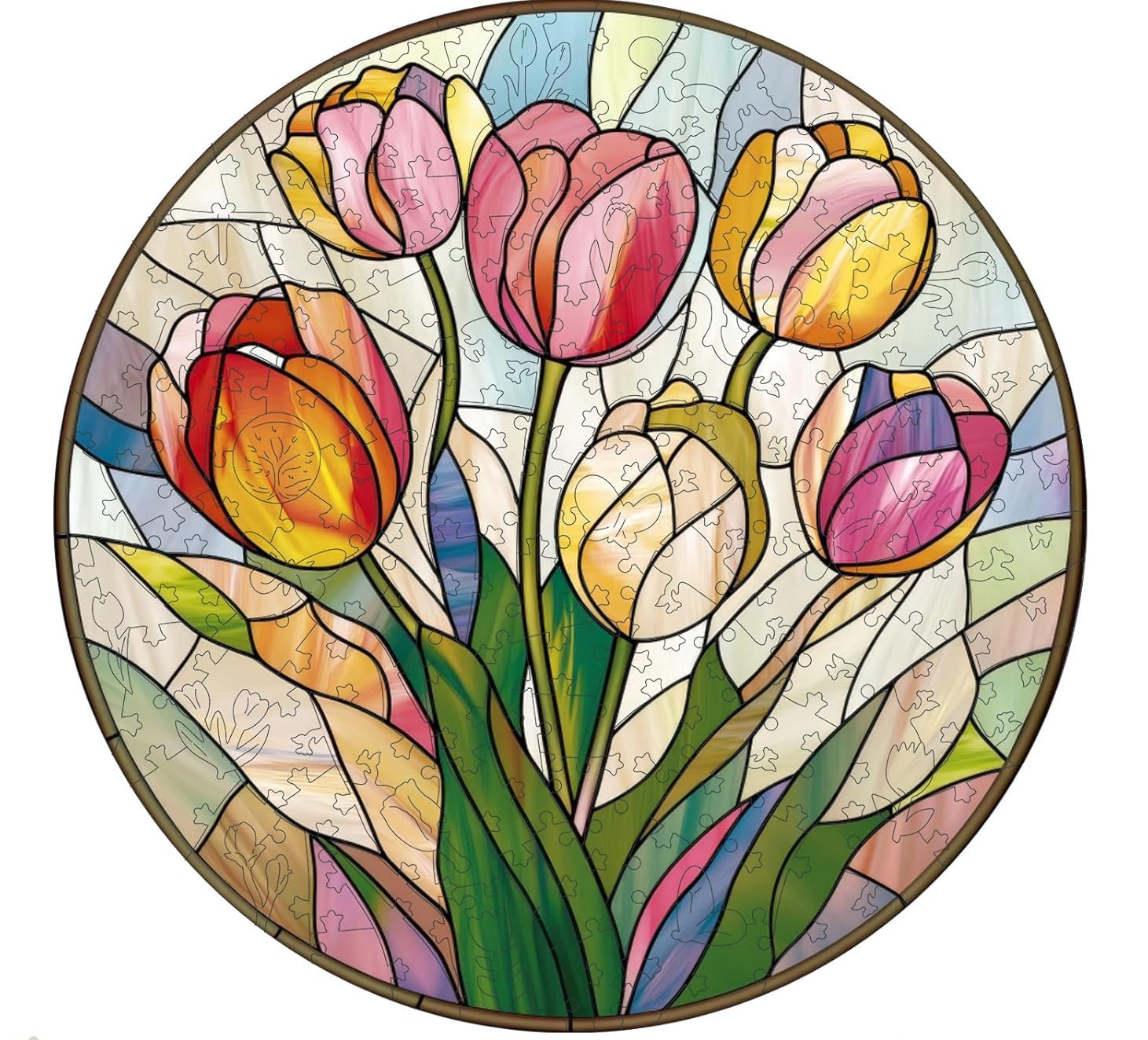 Tulip Acrylic Jigsaw Puzzles Suncatcher, 8.2 Inch Window Hanging Suncatcher Acrylic Puzzle, DIY Home Decor Art Gift