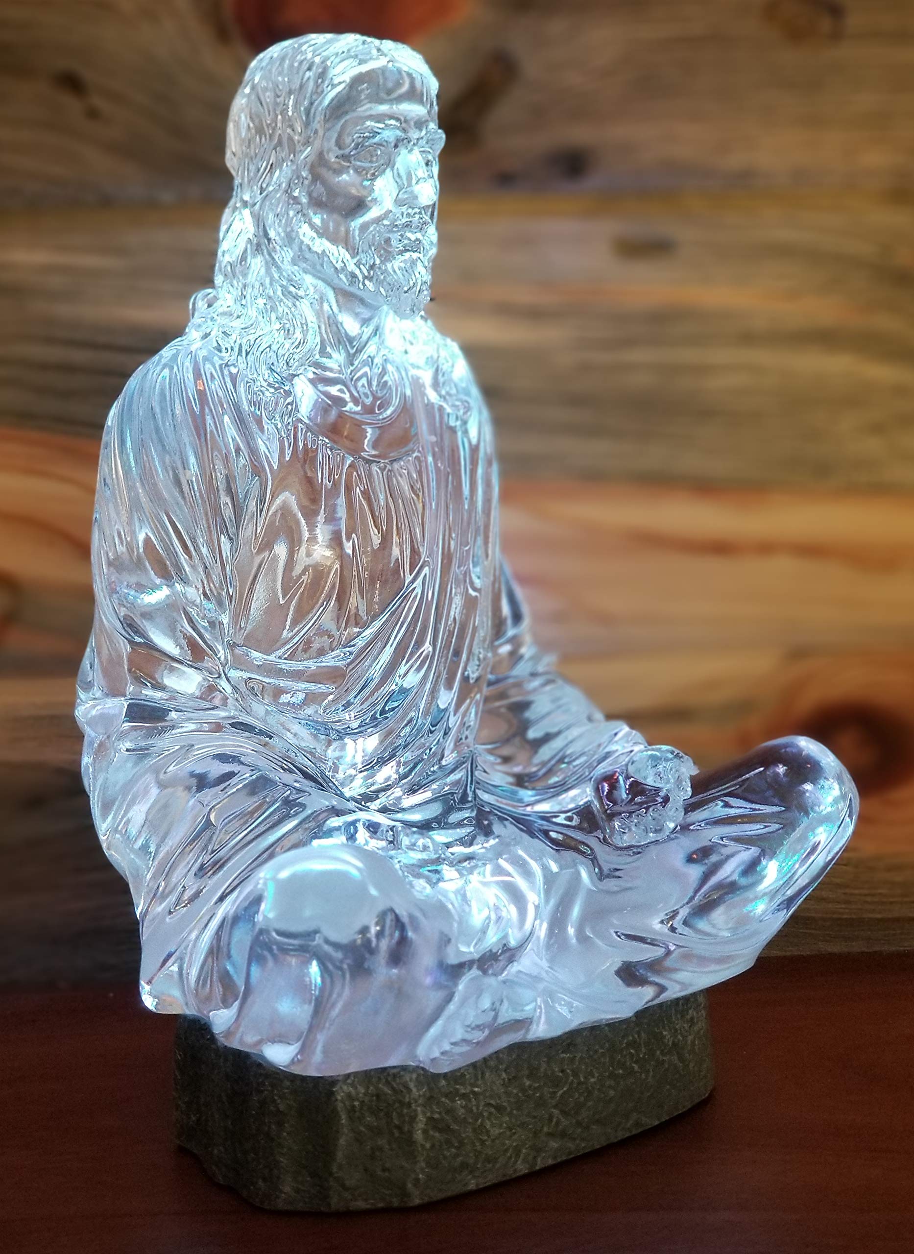 The Peace of Christ Jesus Statue for Home Decor 8" Crystal - Meditation Statue Jesus Decor with LED Lights - Jesus Figurine Sculpture for Any Room - Catholic, Christian, Spiritual Gift for Women & Men