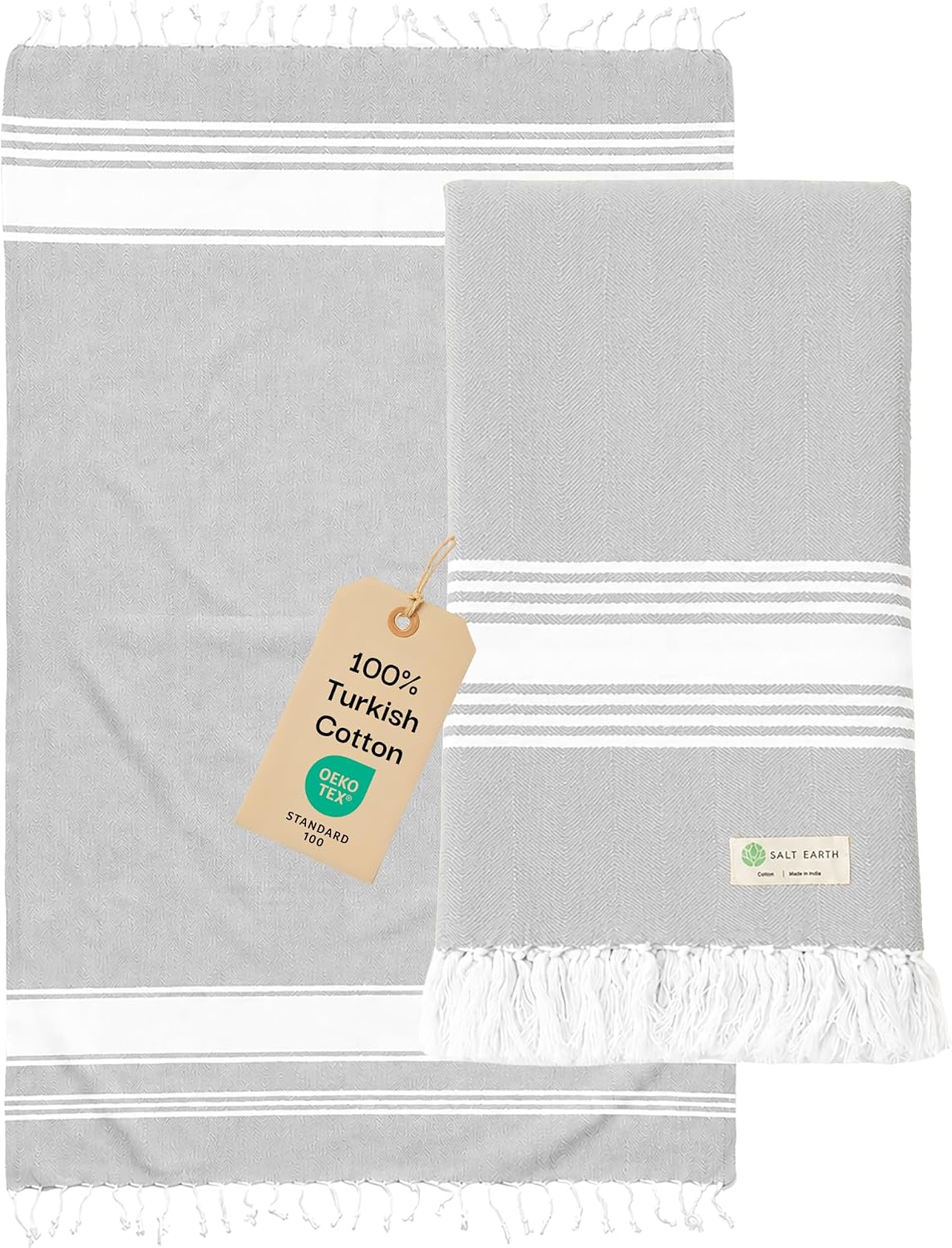 36"x72" 100% Cotton Herringbone Turkish Beach Towel 1 Pack (Titanium)