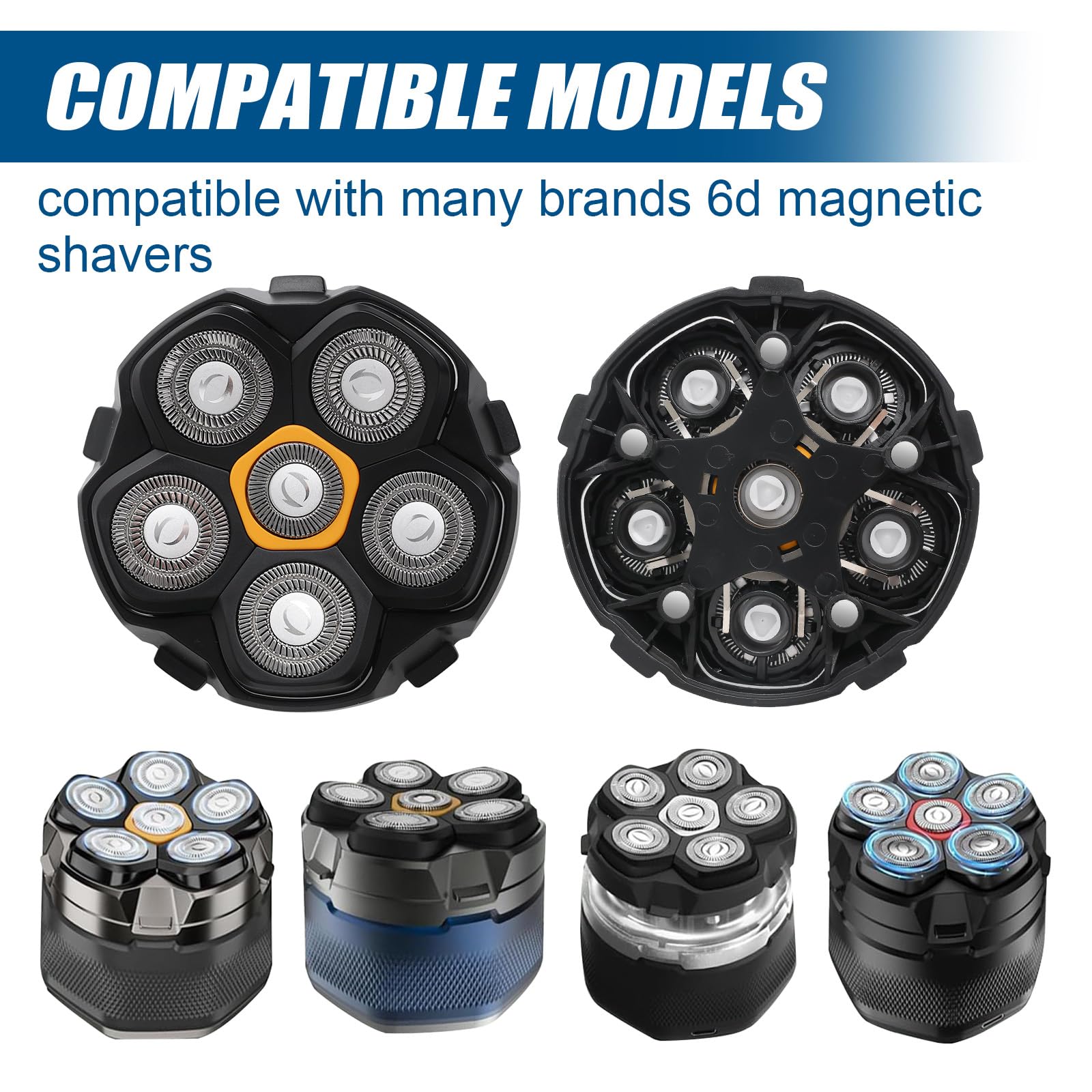 2pcs Magnetische 6 Blade Head Shaver Ersatzköpfe für DOAO JoyKoi Solimpia Singphere AEXIRI Head Shaver