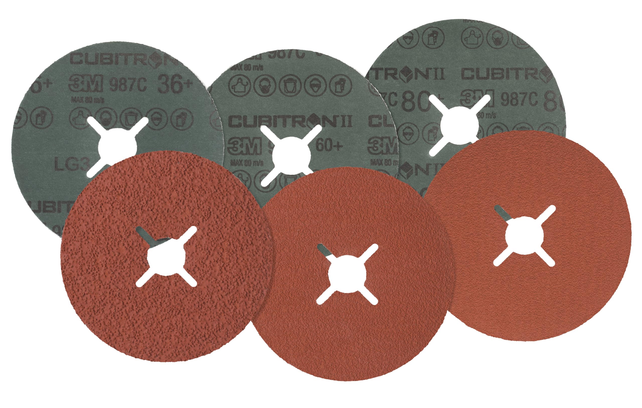 3M Cubitron II Dischi In Fibra Roloc TR 987C (50 Pezzi) - Grana 3, Per Lavorazione Metalli Pesanti, Colore Arancione