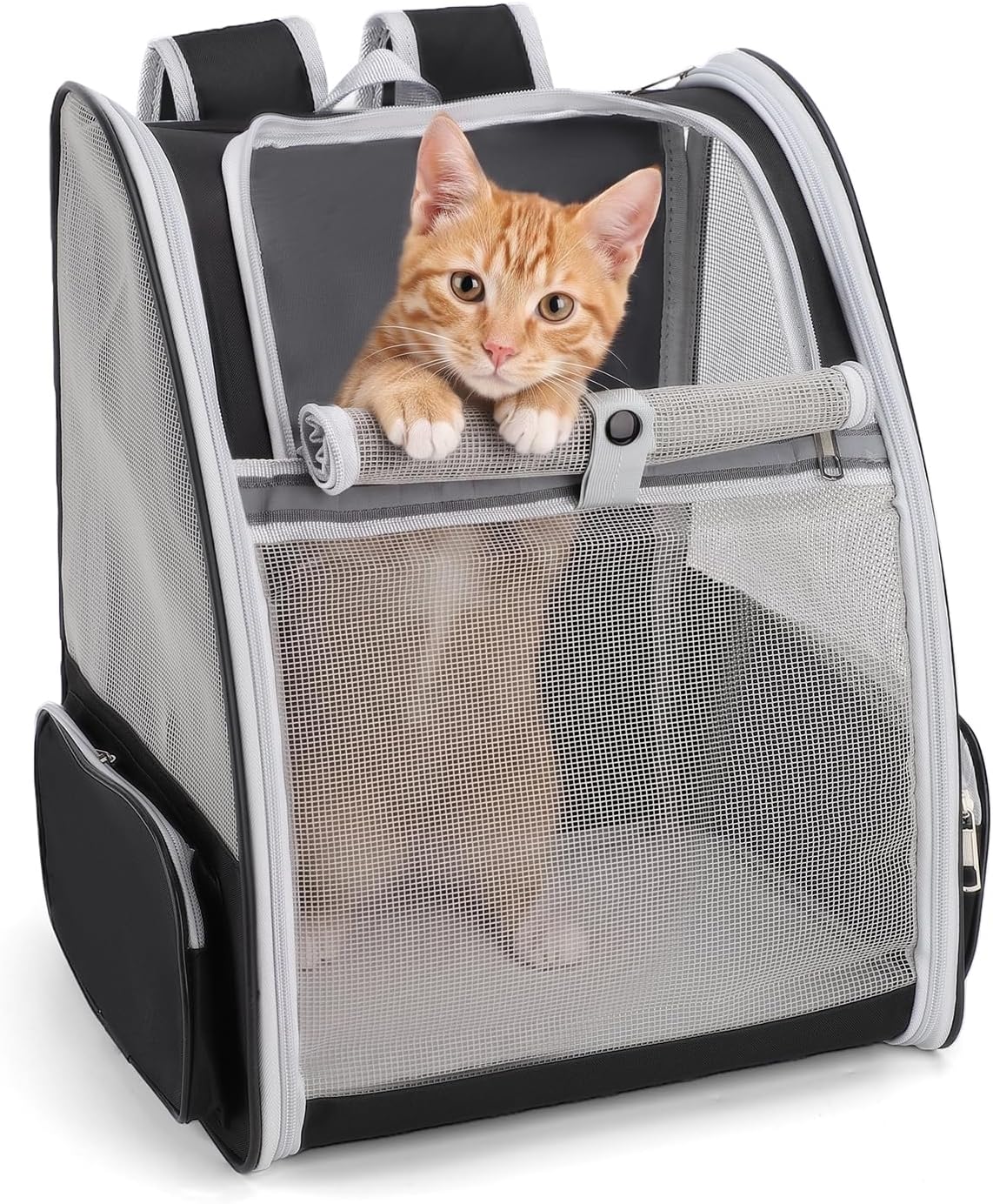 Gugxiom Pet Carrier Backpack for 4-15lbs Cats and Dogs,Breathable,Gray