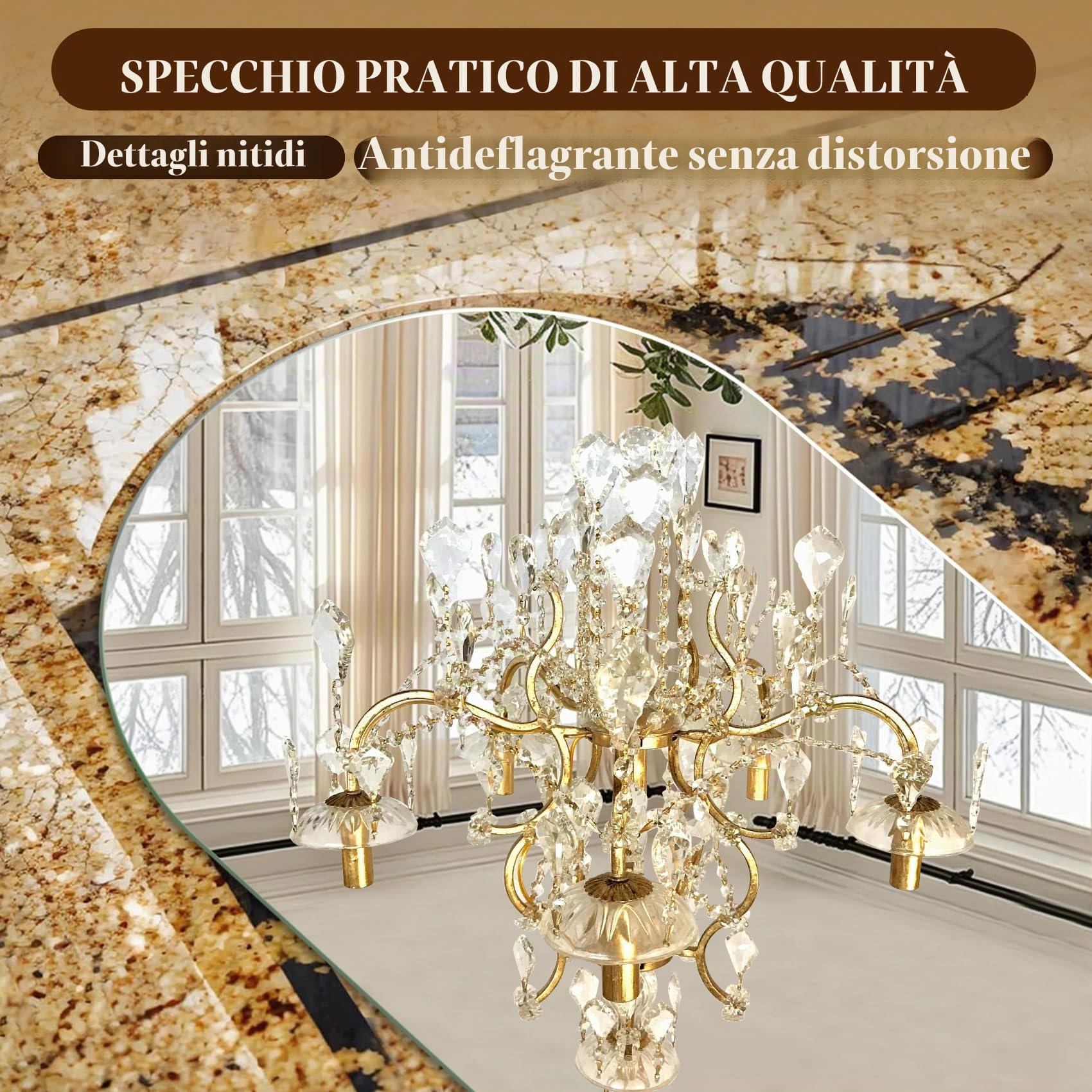 Specchio da Parete Ovale 30 x 60 cm Senza Cornice Specchio Ovale Moderno Specchio da Parete Grande Decorativo per Bagno Ingresso Soggiorno | Specchio da parete ad arco rotondo, senza cornice, per bagno, camera da letto, ingresso, soggiorno