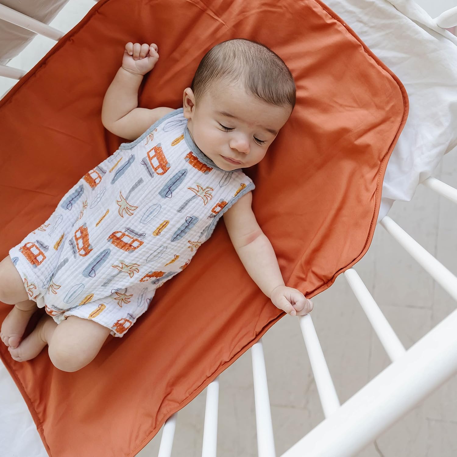 Natemia Portable Diaper Changing Pad - Light, Soft & Machine Washable Organic Percale Foldable Baby Changing Mat - Made in Portugal : Baby